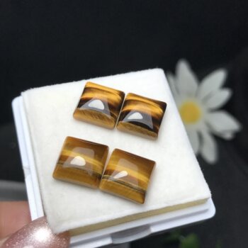 Square earring material! natural tiger eye stone bare stone lightning pattern 10mm inlaid earrings earrings (only loose stone)