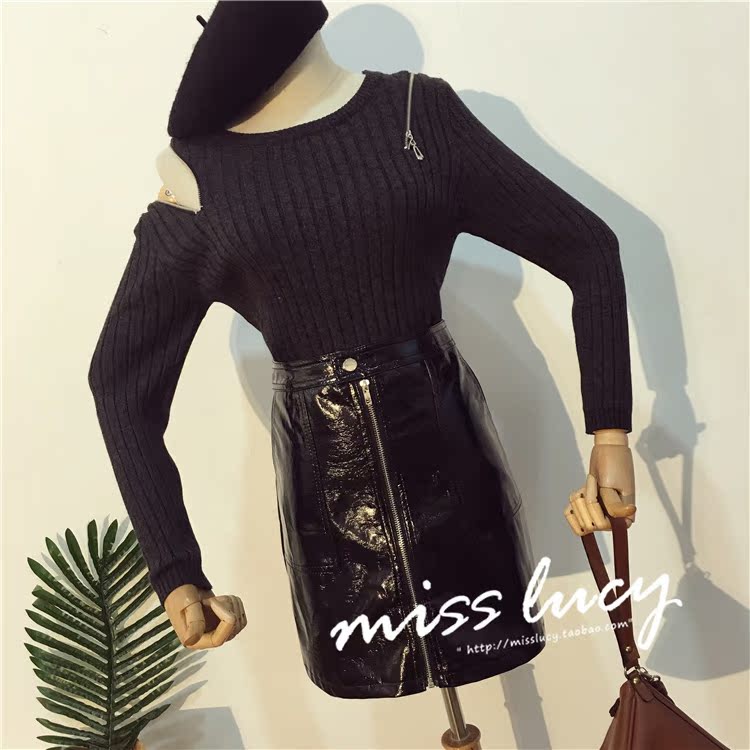 Đầu thu 2018 phiên bản Hàn Quốc mới của chiếc áo len tự nhiên dài tay có mũ trùm đầu mỏng, áo len mỏng ngoài vai màu đỏ NET đồ công sở nữ