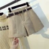 Quần short len ​​EE nữ mùa thu đông 2018 phiên bản Hàn Quốc mới của quần lửng cạp cao hoang dã mặc quần lửng ống rộng thoải mái quần ngắn nữ Quần short