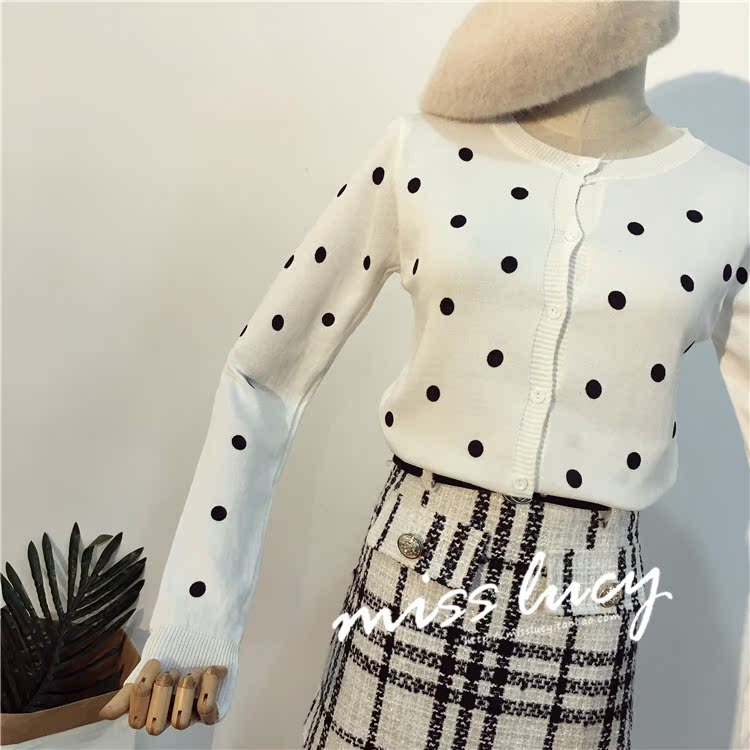 Chic đầu thu 2018 phiên bản Hàn Quốc mới của áo dài tay mỏng mảnh lưới màu đỏ đan áo len đan dây sóng áo khoác nữ áo len cổ tim