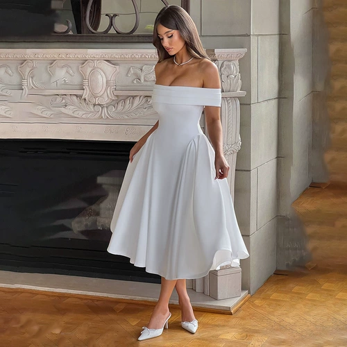 Элегантное платье, сексуальный приталенный корсет, открытые плечи, с открытой спиной, А-силуэт, длина миди