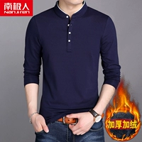 Áo thun nam tay dài mùa đông ở Nam Cực và cổ áo nhung dày trẻ trung nam thanh niên áo sơ mi màu rắn ấm áp quần áo nam áo oversize nam