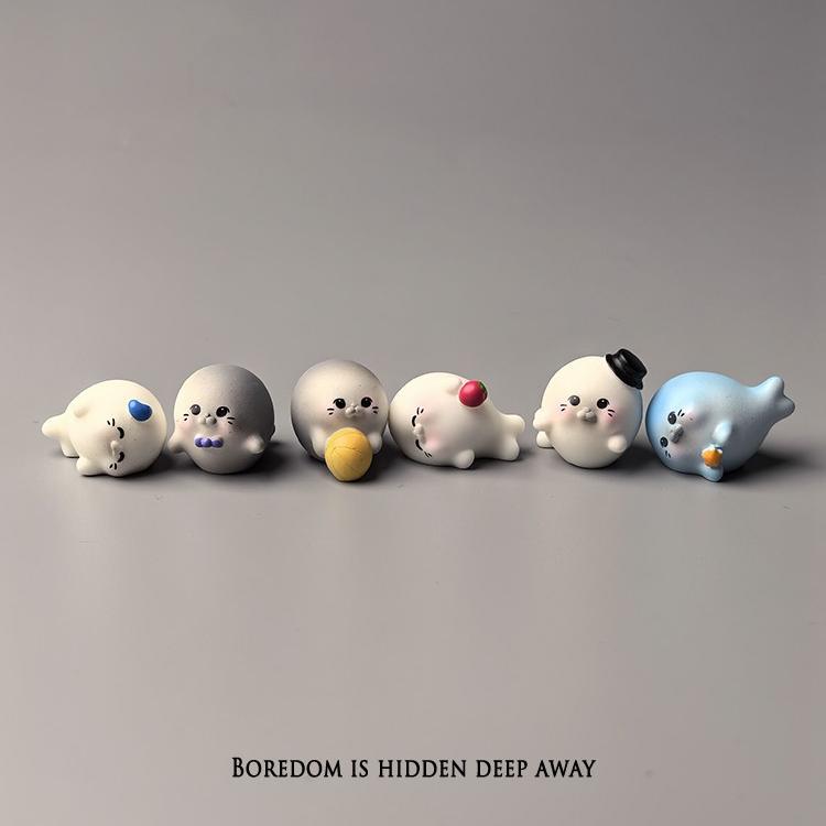 A Bunch of Mini Baby Seals to Refresh Your Mood, Small Computer Desk Ornaments to Relieve Stress and Heal Your Mood, Japanese-Style Screen Decor for Your Workstation