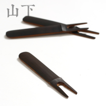 Bamboo pot fork old coal bamboo purple sand pot cover fork carbonized tea pot cover clip Silver Pot Kettle tea ceremony accessories