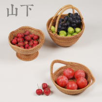 Vietnam rattan fruit plate snack basket dried fruit candy storage box household tea set rattan basket home tea accessories