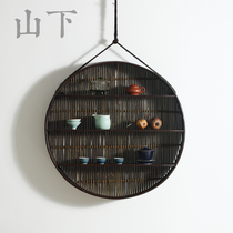 Bamboo Wall bogusan bamboo pavilion round Wall Wall creative rack teapot shelf tea set storage ornaments