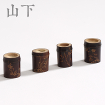 Old bamboo cover old coal bamboo hand-carved cover purple sand pot cover set aside pot tea set Bowl tea pot cover tea ceremony