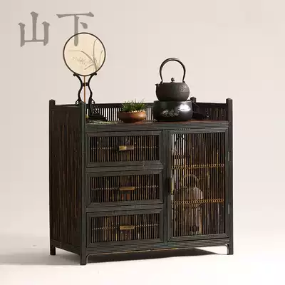 Antique bamboo tea cabinet Chinese tea room Retro storage and storage cooking tea cabinet Tea ceremony cabinet Tea shed tea storage cabinet