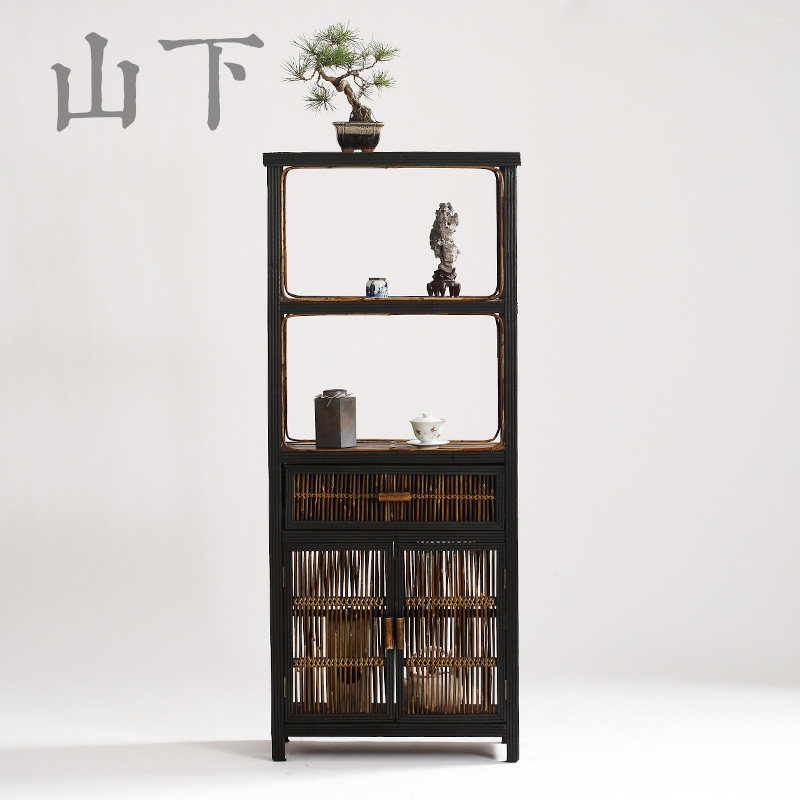 Retro Bamboo Tea Water Cabinet Tea Set Cabinet Antique Tea Cabinet Chinese Tea Room Tea Rack Tea Dodge Cabinet Multilayer Bamboo Tea Shed