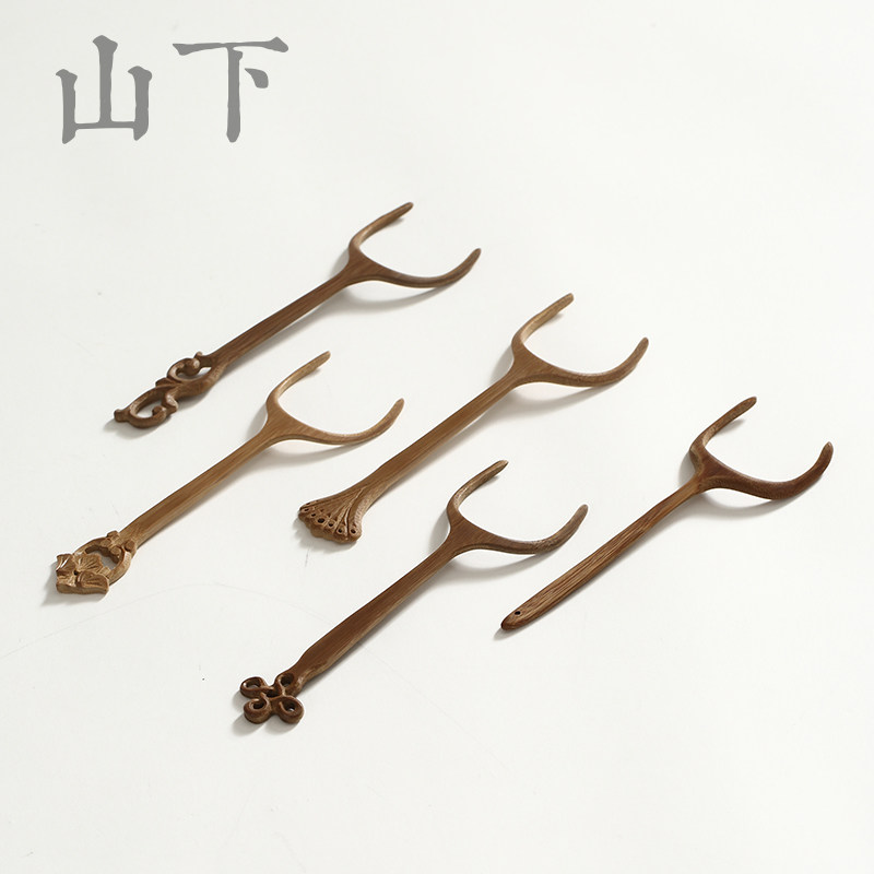 Day-style anti-scalding cup cupping with bamboo tea cup fork natural hand for tea fork Gongfu tea with Chinese knot tea cup holder
