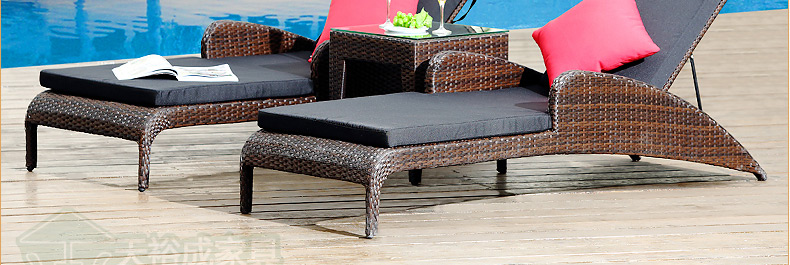 Tian Yucheng Nằm trên giường Giường ngoài trời Đồ nội thất ngoài trời Ghế wicker Bể bơi Lounger Ghế ngoài trời - Bàn ghế ngoài trời / sân bộ bàn ghế cafe ngoài trời