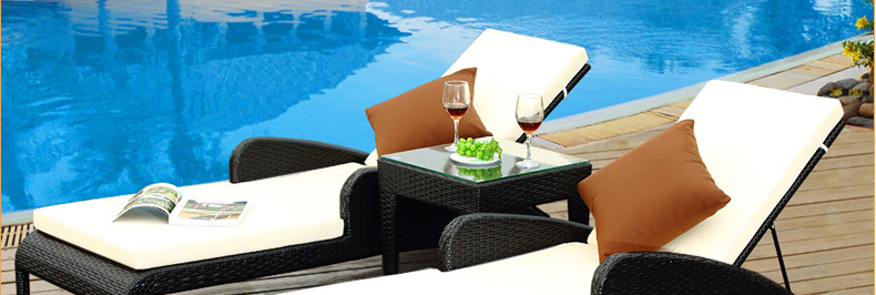 Tian Yucheng Nằm trên giường Giường ngoài trời Đồ nội thất ngoài trời Ghế wicker Bể bơi Lounger Ghế ngoài trời - Bàn ghế ngoài trời / sân bộ bàn ghế cafe ngoài trời