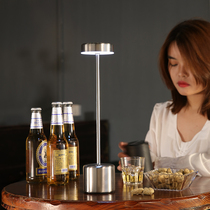  LED rechargeable bar table lamp Restaurant cafe high pole hat lamp Decoration Qing bar tavern table lamp Night light