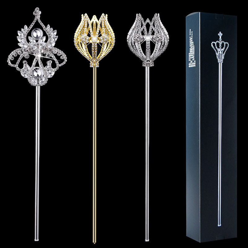 Magic Wand Scepter Cane, Princess Crown Girls Angel Props Adult Children Toys Crystal Fairy