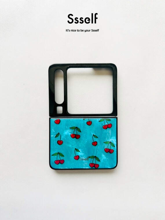 Juicy Cherries Turquoise Shimmer iPhone Case