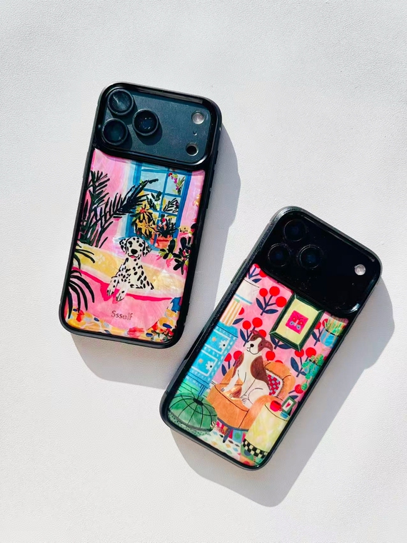 Leopard Pink Sunglasses Green Palm Leaves Cartoon iPhone Case