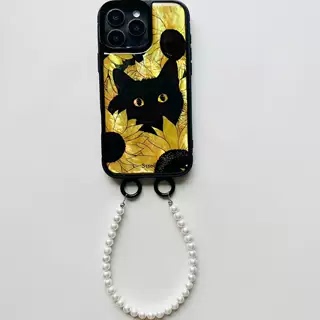Red Floral Cat Art iPhone Case