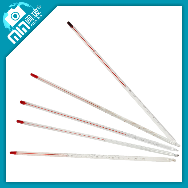 Dazzling red water thermometer 0-100 degrees glass kerosene thermometer glass bar Chemical agricultural experiment Multi-spec