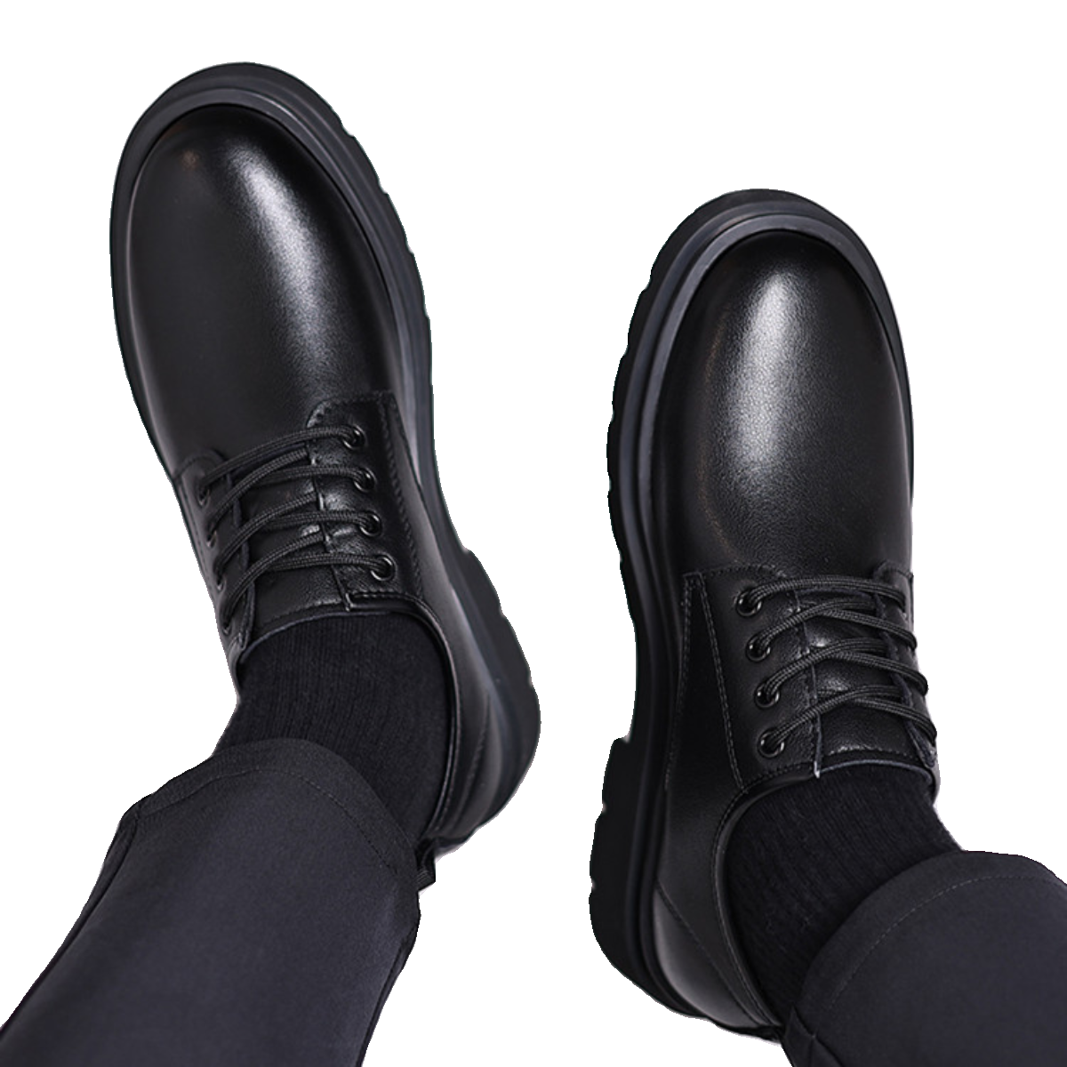 Woodpecker Genuine Leather Men's Shoes, British Style Business Formal Casual Leather Shoes, Winter Fleece-Lined Height-Increasing Wedding Groom Shoes for Men