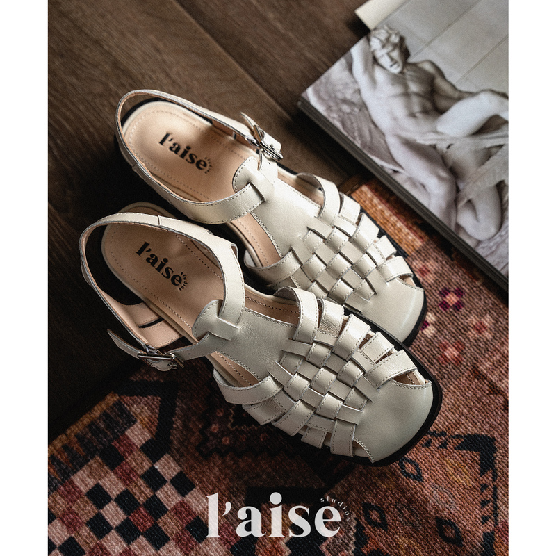 L'Aise丨Acqua Alta Weaving Aesthetics Retro Imported Horse Oil Leather Roman Sandals Fisherman Shoes for Women