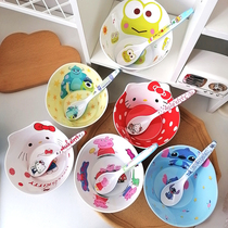 Baby childrens bowl anti-drop anti-hot cute food-grade anti-drop anti-hot 5-year-old household spoon set melamine tableware 8