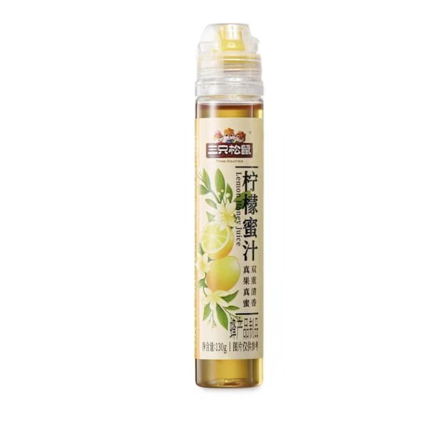 Three Squirrels Honey Fruit Juice 130g Lemon Honey Juice Multi-Flower Honey for Pregnant Women and Children, Healthy Drink