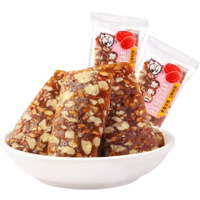 [5 Bags] Three Squirrels Walnut Soft Cake Black Sesame Flavor Red Date Flavor Q-Bomb Soft Waxy Casual Office Snacks