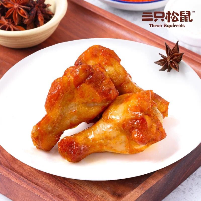 Three Squirrels Orleans Flavor/Curry Flavor Chicken Drumsticks 160Gx3 Bags Chicken Wing Roots Braised Flavor Ready-To-Eat Snack Internet Famous Snack