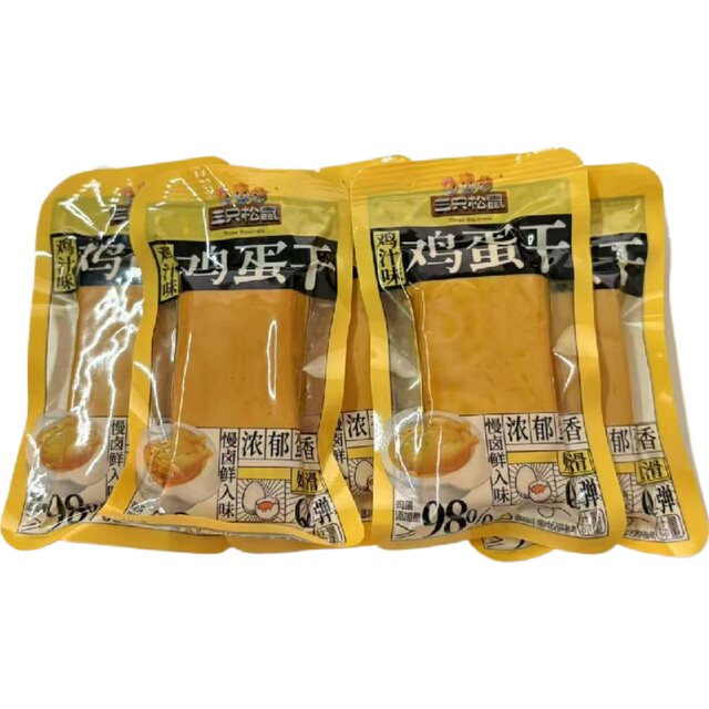 [5 Bags] Three Squirrels Egg Dried Chicken Sauce Flavored Authentic Tender Q-Bomb Casual Dormitory Office Snacks
