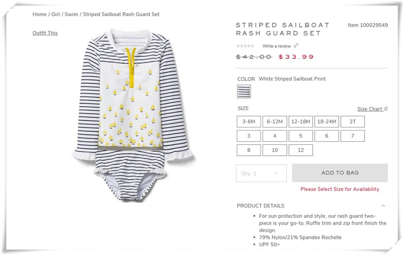 GYMBOREE Golden Baby JJ Girls Áo dài tay Chia áo tắm Kem chống nắng Rose Red Love Sailing Spot 3-1 đồ bơi trẻ em phim hoạt hình