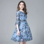 ZIMMUR ren in lá sen tay áo dress 2018 mùa thu và mùa đông phụ nữ mới của eo giảm béo lưới dress váy cưới đẹp