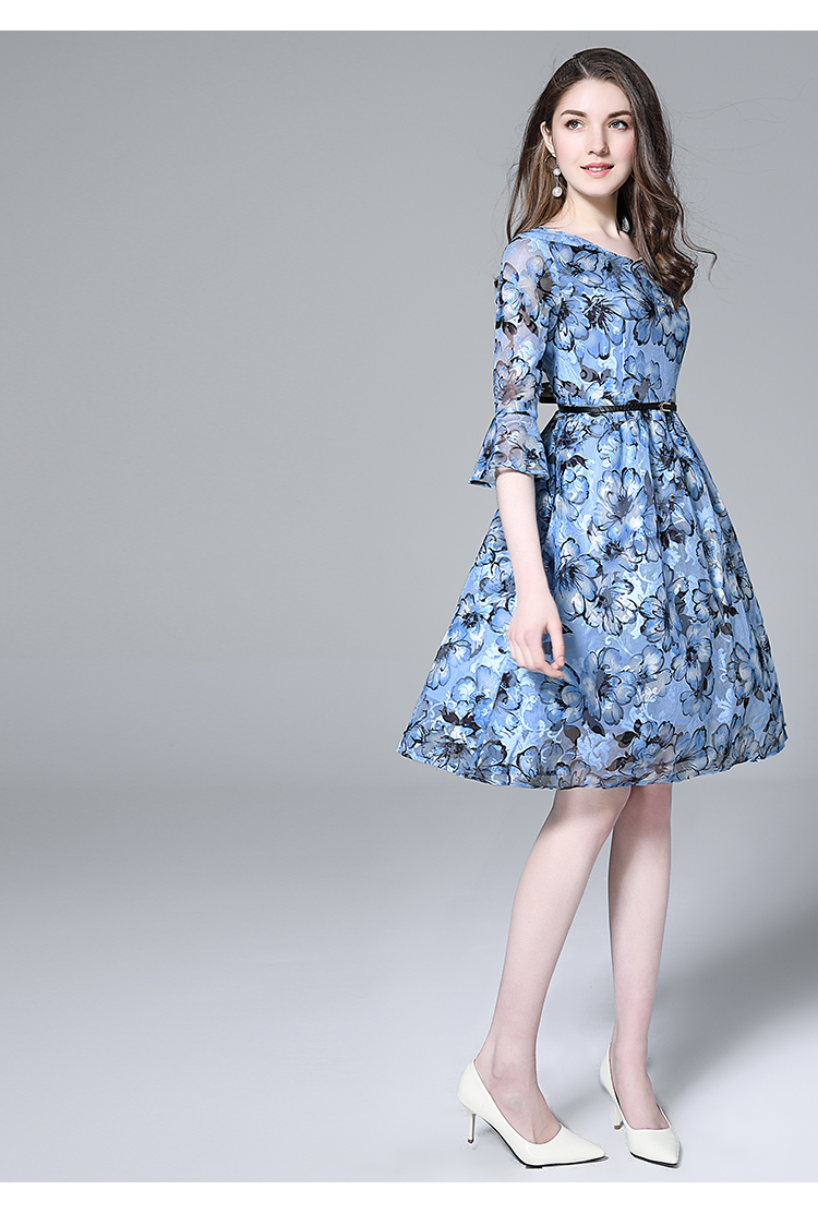 ZIMMUR ren in lá sen tay áo dress 2018 mùa thu và mùa đông phụ nữ mới của eo giảm béo lưới dress váy xếp ly