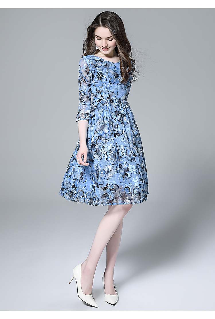 ZIMMUR ren in lá sen tay áo dress 2018 mùa thu và mùa đông phụ nữ mới của eo giảm béo lưới dress váy xếp ly