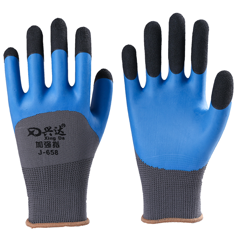 Gloves Labor Protection Wear Resistant Gum Plastic Gluing with rubber Xingda foaming Wang latex anti-slip working protection strengthening finger