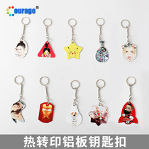 Manufacturers thermal transfer aluminum sheet keychain blank wholesale memorial tourism animation opening printing map key ring can be customized