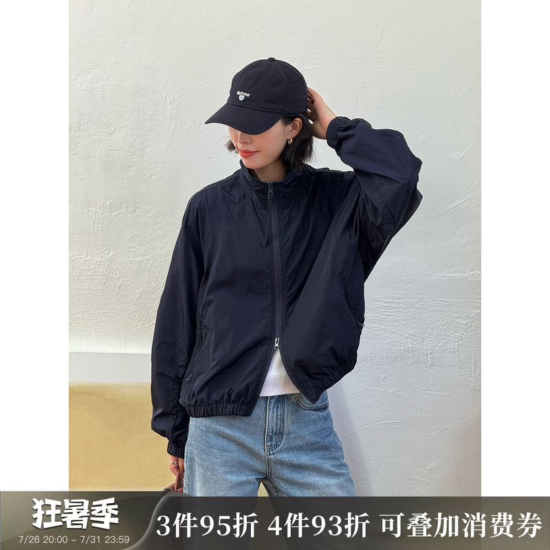 Langqing Navy Blue Stand-Up Collar Jacket, Autumn 2026 New American-Style Loose Zipper Cardigan Jacket, Short Top Langqing Navy Blue Stand-Up Collar Jacket, Autumn 2026 New American-Style Loose Zipper Cardigan Jacket, Short Top
