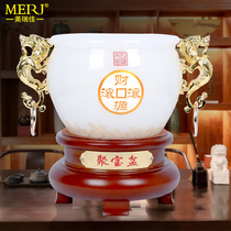 The Merchants Treasure Basin Swing Piece Opening Jo Relocation Business Gifts Company Office Table White Jade Glazed Feng Shui Adornment