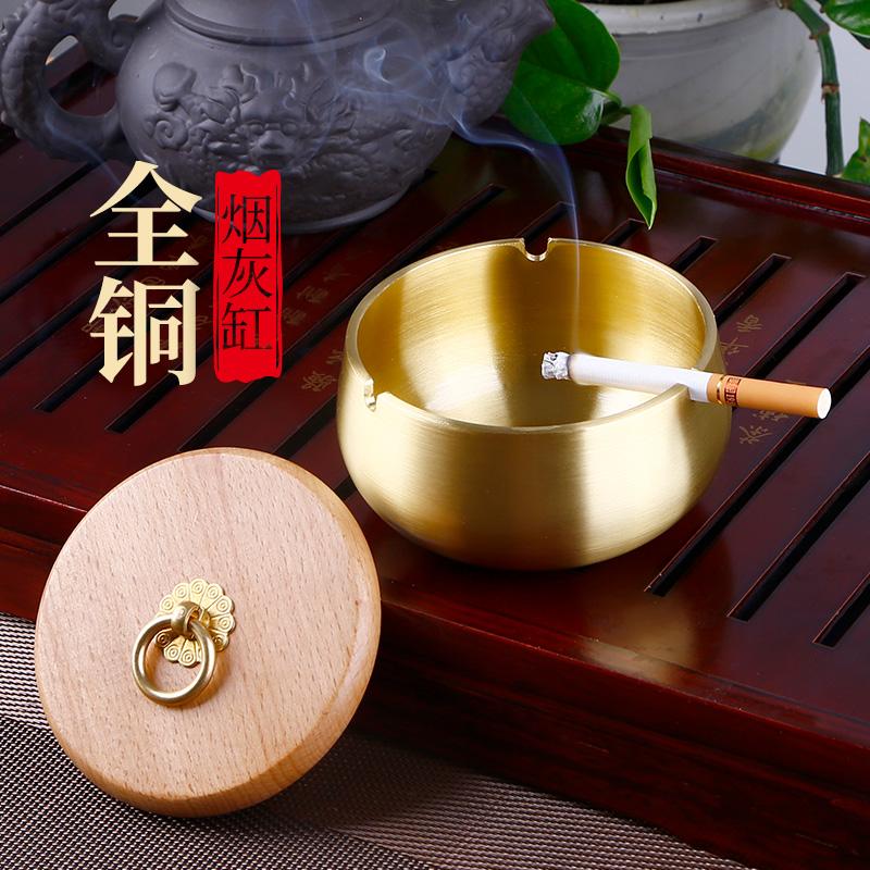 New Chinese brass CIGARETTE ASH TRAY WITH LID UPSCALE DECORATION GIFT SWING PIECE SIZE NUMBER LIVING ROOM HOME PURE COPPER CIGARETTE ASH TRAY