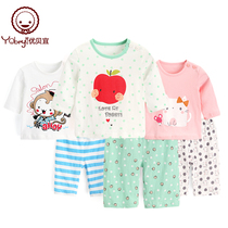 Uberi Girl Sleepwear Suits Spring Summer Style Childrens Home Conserved CUHK Childrens Pure Cotton Suit