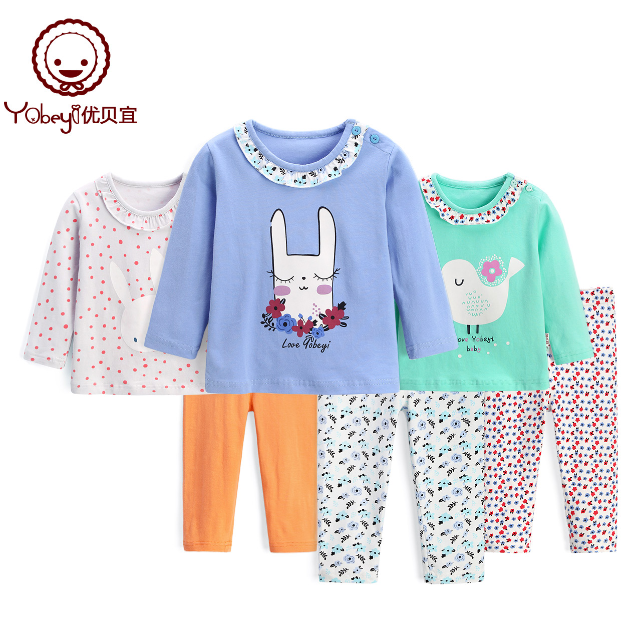 Youbeiyi children's pajamas Girls cartoon summer clothes Middle and large children's air conditioning clothes Little girl home clothes set thin section