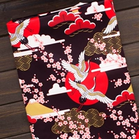 Vintage phong cách Nhật Bản và gió tự làm vải satin satin đen in kimono áo vải một nửa giá vải may quần âu