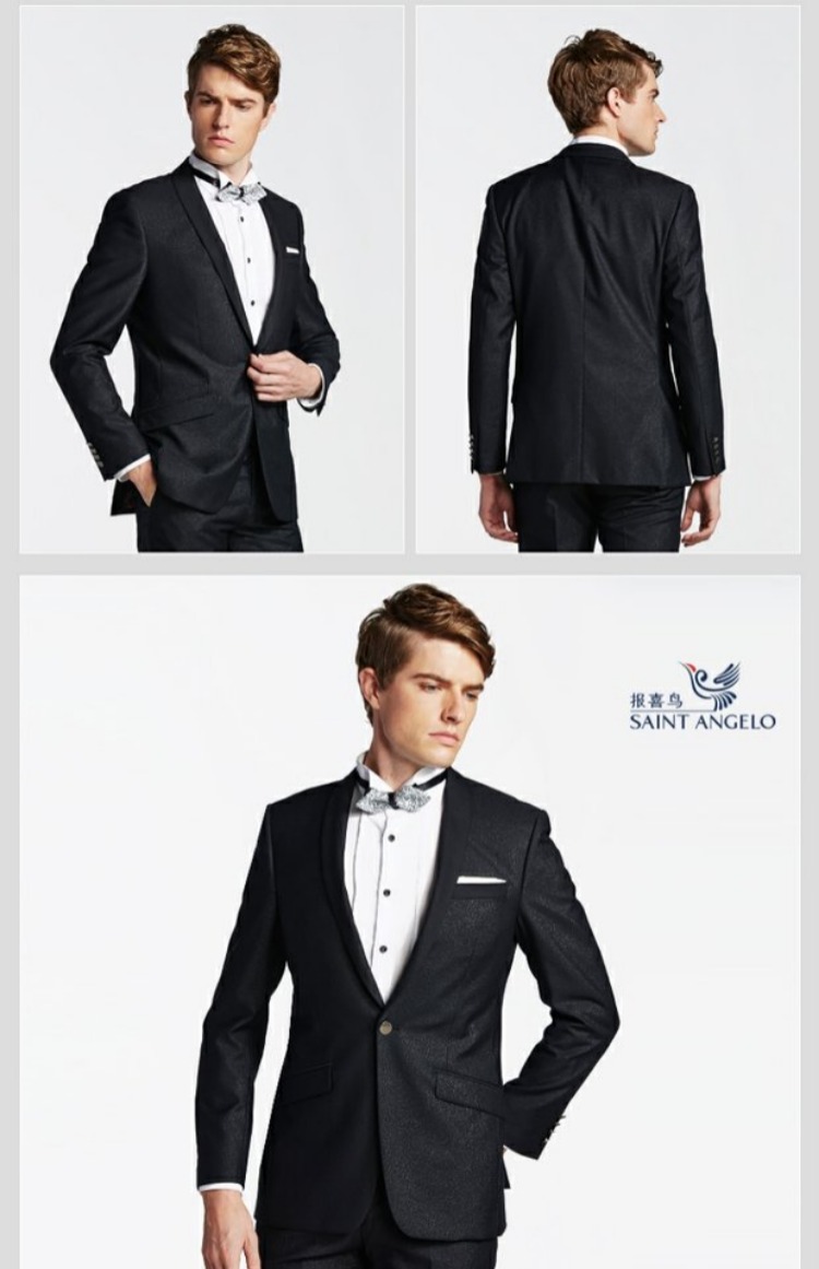 Baoxin Bird chính hãng Thời trang nam phù hợp với Set Slim Silk Wedding Suit Wool Silk Metal Buckle quần tây nam đẹp