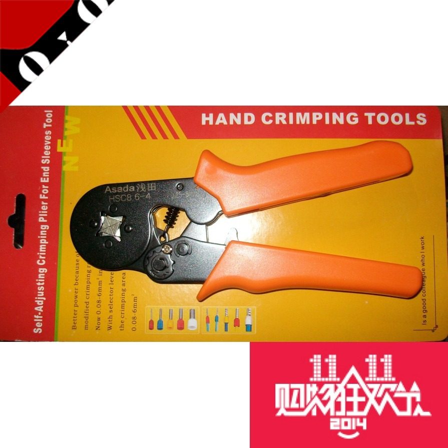 Japan imported Asada pressure roller pliers four-star crimping pliers European terminal pin-type tube-type crimping pliers four-sided hexagonal