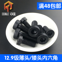 12 9 class thin head inner hexagonal screw dwarf head Bolt Dwarf head screw alloy steel M5 6 8 12