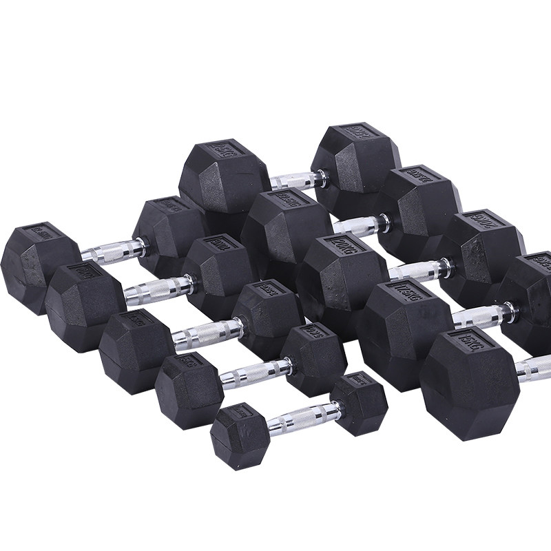 Fitness bag plastic coated iron electroplating dumbbell hexagonal fixed dumbbell 7 5kg15kg20kg commercial quality