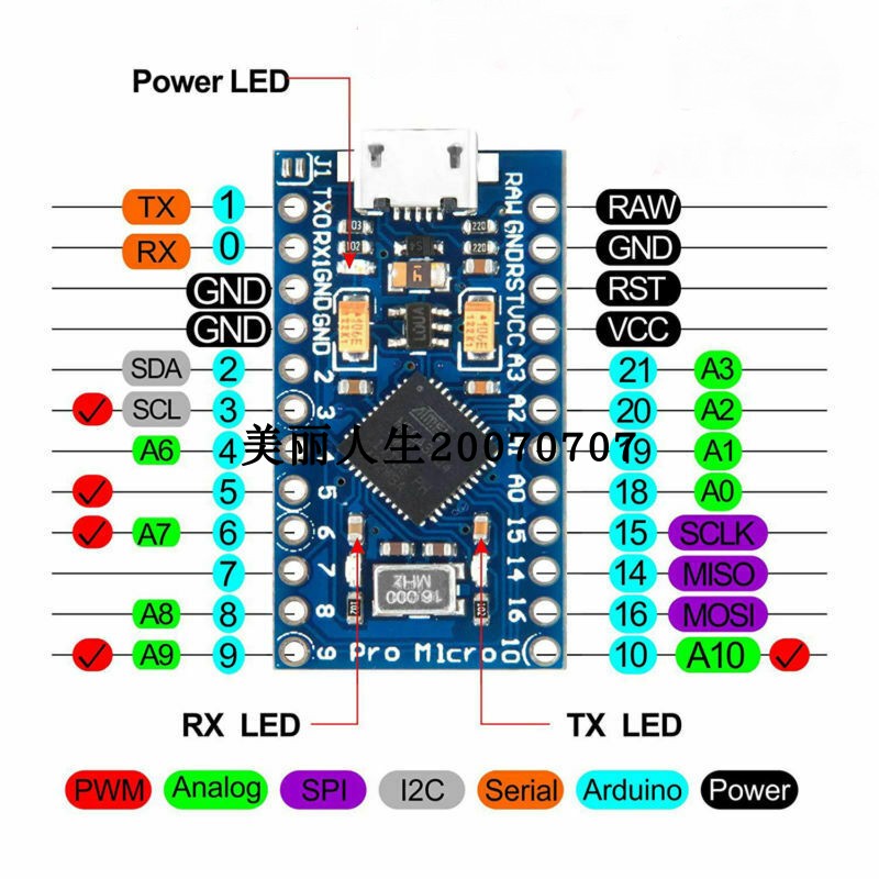 Pro Micro 5V 16M adopts Atmega32U4 own usb update program