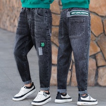 Big boy pants spring and autumn children soft jeans autumn Big Boy foreign loose long pants 12 years old 15