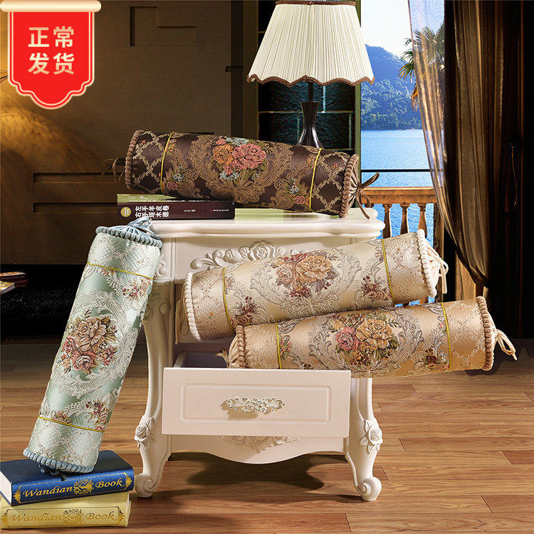 European-style new blue sofa pillow luxury retro cushion cylindrical long pillow large candy pillowcase removable and washable