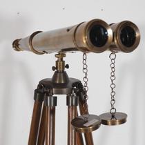 Western Antique Indian Retro Exquisite Brass Floor-standing Binoculars Solid Wood Tripod Decorative Ornament