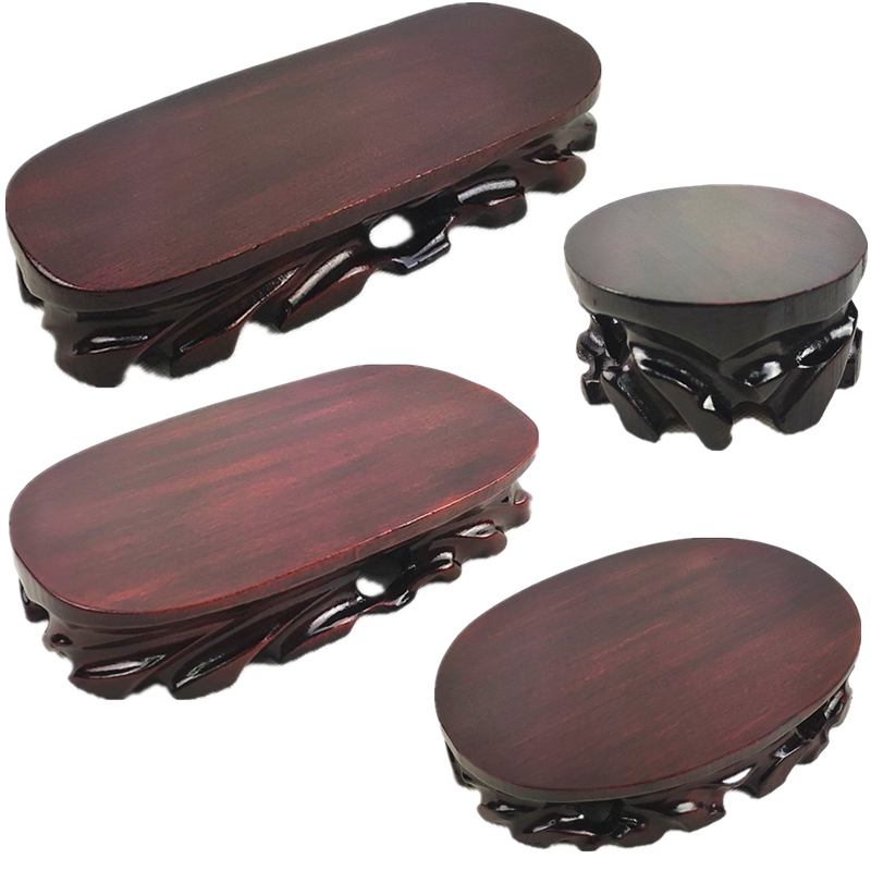 Solid wood engraving chishstone pendulum piece round base can dig groove Buddha text to play flowers bonsai teapot incense stove wood care rack